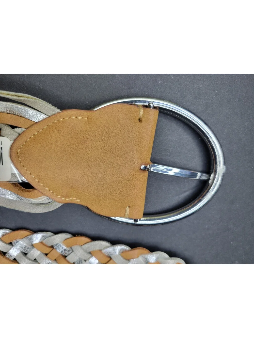 INC International Concepts Women's Braided Woven Belt Brown/Silver Size Small